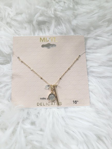 [358] MIXIT Cubic Zirconia Gold Rhinestone Necklace - Picture 2 of 3